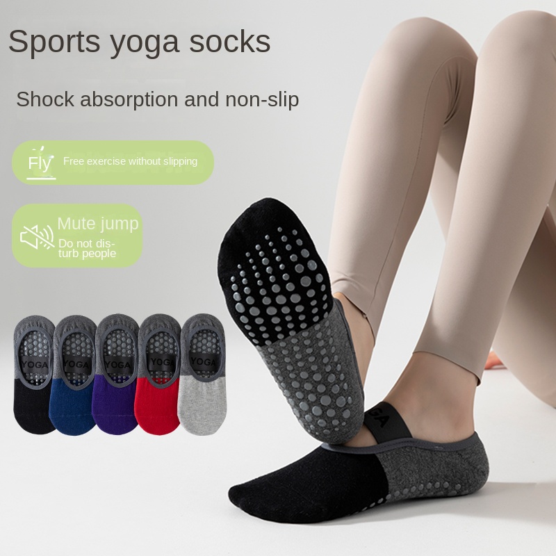 Yoga Fitness Usa - ถุงเท้าโยคะมืออาชีพข้ามพรมแดน 5 คู่, ถุงเท้าฝ้ายแบบมีสายรัดซิลิโคนกันลื่นสำหรับพิลาทิส ฟิตเนส และเต้นรำ