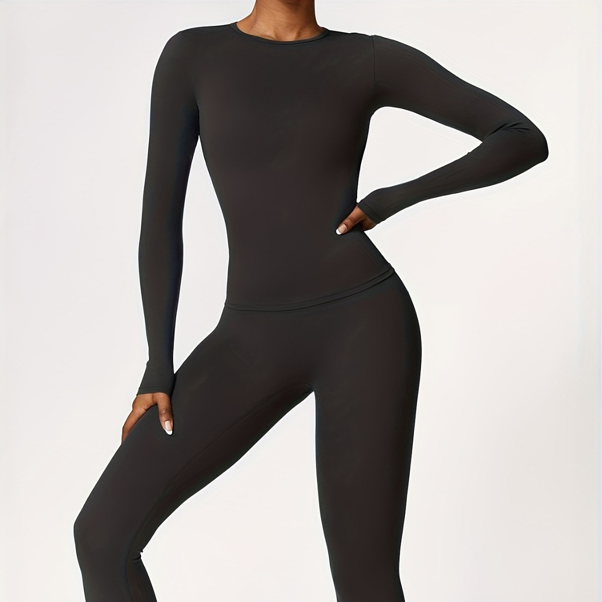 Yoga Fitness Usa - ชุดโยคะรัดรูป แขนยาว สำหรับวิ่งออกกำลังกายกลางแจ้ง เสื้อผ้าฟิตเนสสำหรับฤดูใบไม้ร่วงและฤดูหนาว ชุดพิลาทิสสำหรับผู้หญิง