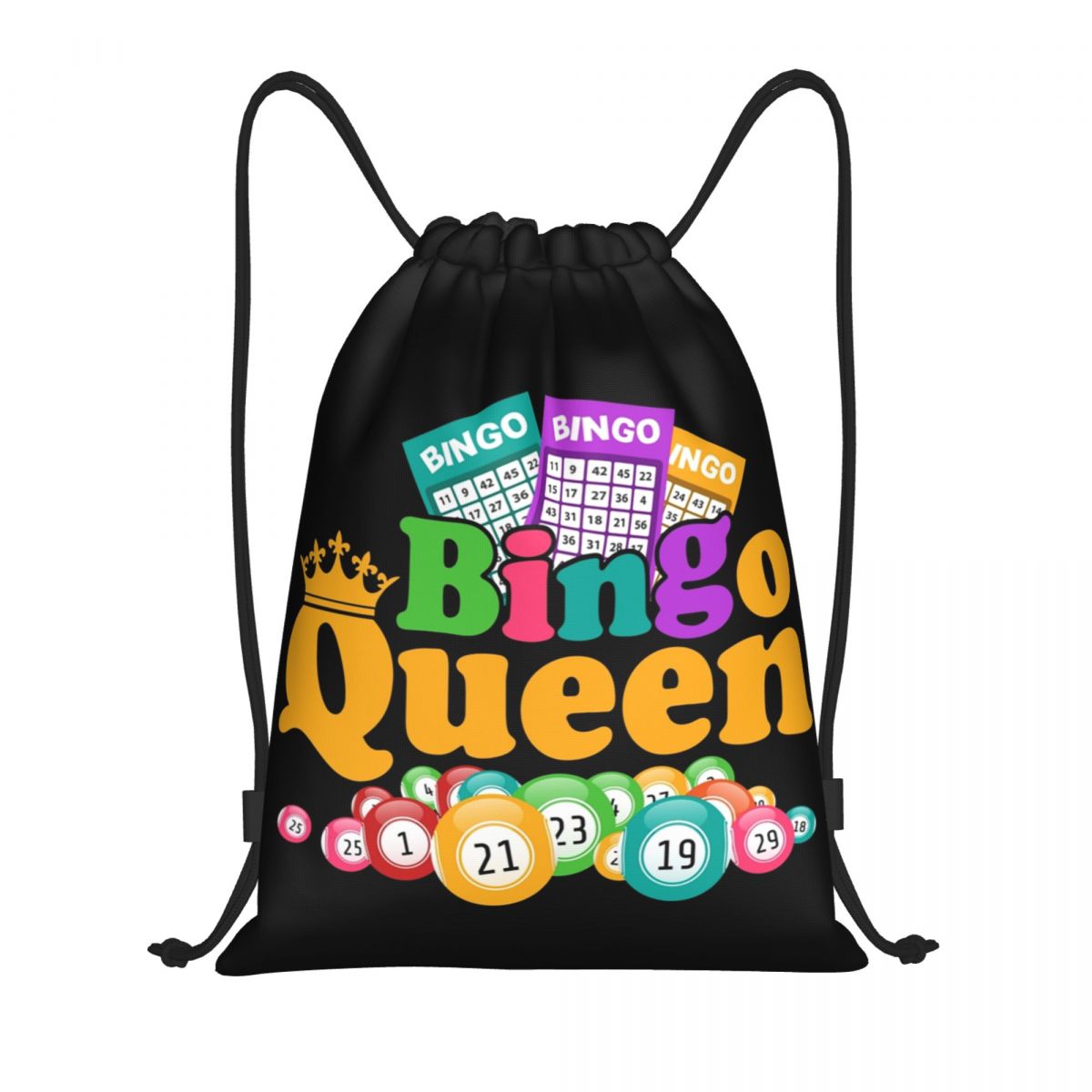 Yoga Fitness Bag - กระเป๋าหูรูดสำหรับคนชอบเล่นเกมบิงโกควีนกระเป๋าเป้สำหรับฝึกโยคะกระเป๋าสะพายหลังใส่ไปยิมเล่นกีฬาสำหรับผู้ชายผู้หญิง