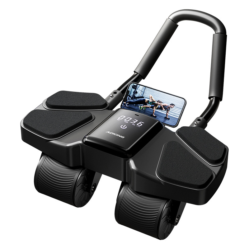 Ab Wheel Roller - ลูกกลิ้งออกกำลังกายแบบสี่ล้อพร้อมระบบเด้งกลับอัตโนมัติ อุปกรณ์ฟิตเนสพกพาสำหรับใช้ในบ้าน ช่วยกระชับหน้าท้อง ลดน้ำหนัก สำหรับผู้ชายและผู้หญิง