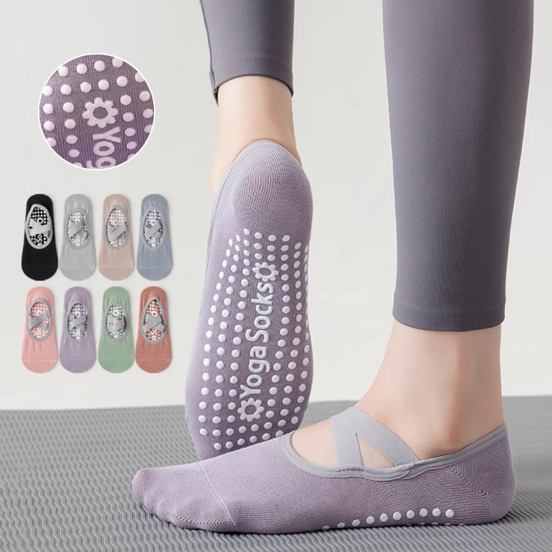 Yoga Fitness Pilates - Breathable ผ้าเช็ดตัวด้านล่างถุงเท้าโยคะผู้หญิงซิลิโคนลื่นผ้าพันคอพิลาทิสถุงเท้าสุภาพสตรีบัลเล่ต์เต้นรําฟิตเนสออกกําลังกายถุงเท้าผ้าฝ้าย