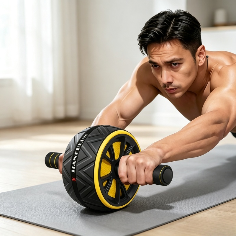 Ab Wheel Roller - ล้อบริหารหน้าท้องกันลื่น, อุปกรณ์ฝึกกล้ามเนื้อหน้าท้องที่ทนทาน, อุปกรณ์ออกกำลังกายแบบพกพาสำหรับผู้ชายและผู้หญิง