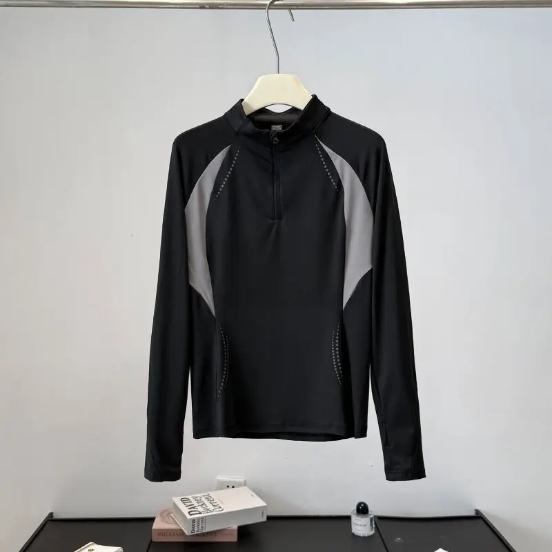เสื้อยืดแขนยาวคอตั้งแบบซิปครึ่ - Yoga Fitness Usa บทวิจารณ์และราคา