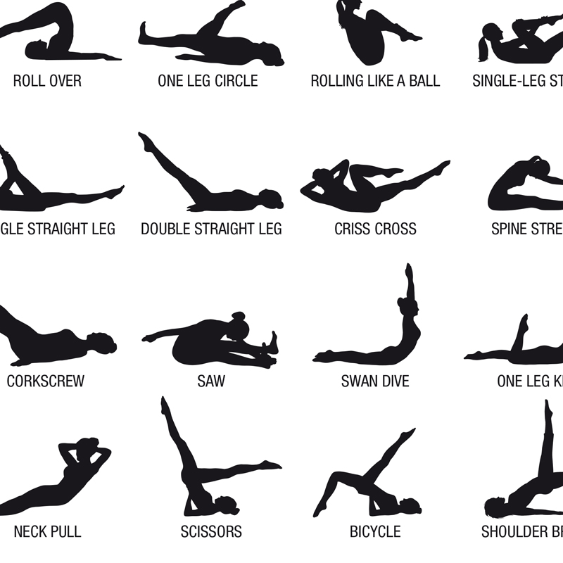 โปสเตอร์แผนภาพการออกกำลังกายพิ - Yoga Fitness Pilates บทวิจารณ์และราคา