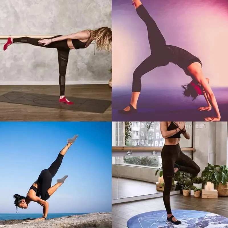 ถุงเท้าโยคะแบบไม่มีส้นกันลื่น  - Yoga Fitness Workout บทวิจารณ์และราคา